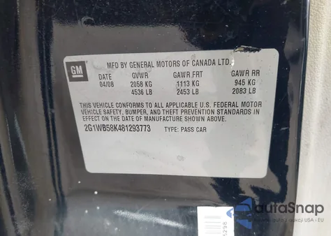 2008 Chevrolet Impala Ls from USA, damaged, VIN 2G1WB58K481293773